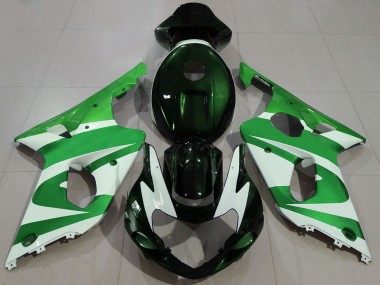 Erschwingliche Suzuki GSXR 1000 Motorrad Verkleidung 2000-2002 - Grun Weiss Schwarz