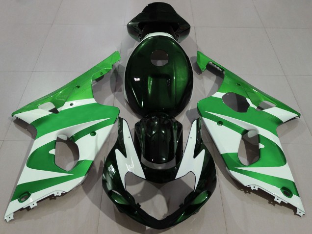 Erschwingliche Suzuki GSXR 1000 Motorrad Verkleidung 2000-2002 - Grun Weiss Schwarz
