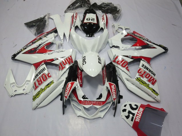 Erschwingliche Suzuki GSXR 1000 Motorrad Verkleidung 2009-2016 - Weiss Rot Dunlop 52