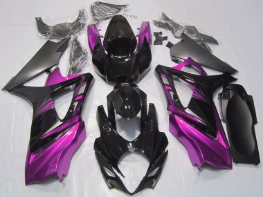 Erschwingliche Suzuki GSXR 1000 Motorrad Verkleidung 2007-2008 - Glanzendes Schwarz Rosa