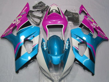 Erschwingliche Suzuki GSXR 1000 Motorrad Verkleidung 2003-2004 - Hellblau Weiss Rosa