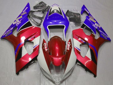 Erschwingliche Suzuki GSXR 1000 Motorrad Verkleidung 2003-2004 - Bonbon Rot Weiss Blau