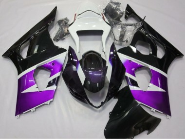 Erschwingliche Suzuki GSXR 1000 Motorrad Verkleidung 2003-2004 - Lila Weiss Glanzendes Schwarz