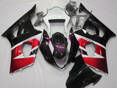Erschwingliche Suzuki GSXR 1000 Motorrad Verkleidung 2003-2004 - Rot Weiss Glanzendes Schwarz