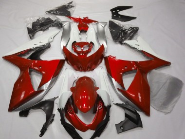 Erschwingliche Suzuki GSXR 1000 Motorrad Verkleidung 2009-2016 - Weiss Silber Rot