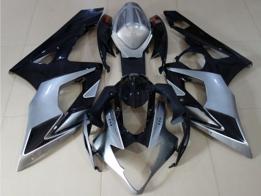Erschwingliche Suzuki GSXR 1000 Motorrad Verkleidung 2005-2006 - Glanzendes Schwarz Silber