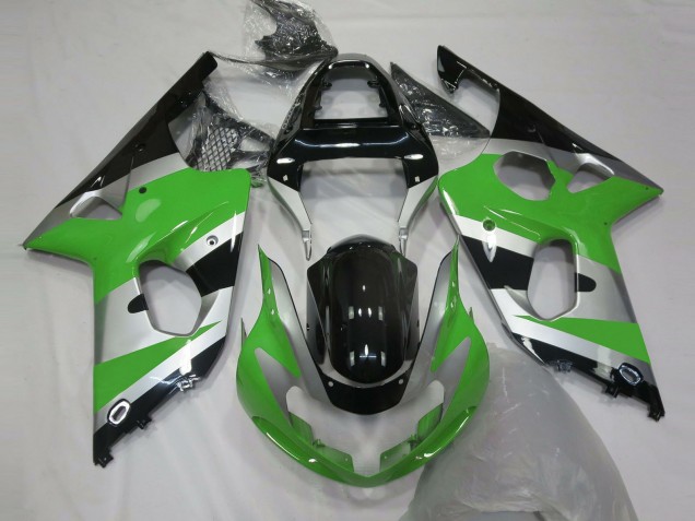 Erschwingliche Suzuki GSXR 1000 Motorrad Verkleidung 2000-2002 - Grun Silber Glanzendes Schwarz OEM Stil
