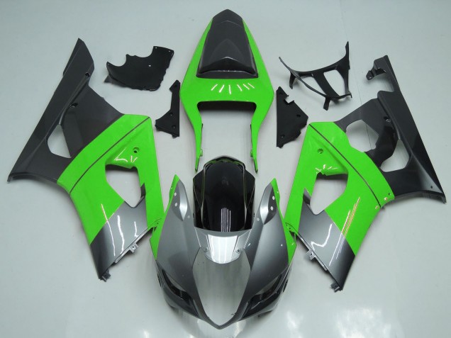 Erschwingliche Suzuki GSXR 1000 Motorrad Verkleidung 2003-2004 - Grun Silber Schwarz