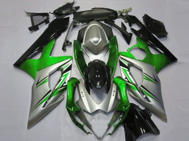 Erschwingliche Suzuki GSXR 1000 Motorrad Verkleidung 2005-2006 - Grun Silber Schwarz