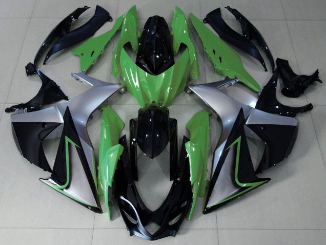 Erschwingliche Suzuki GSXR 1000 Motorrad Verkleidung 2009-2016 - Grun Silber Schwarz
