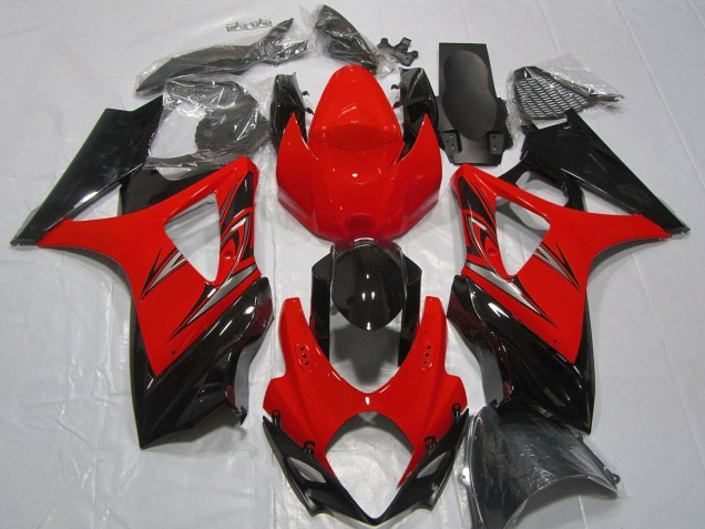 Erschwingliche Suzuki GSXR 1000 Motorrad Verkleidung 2007-2008 - Rot Glanzendes Schwarz