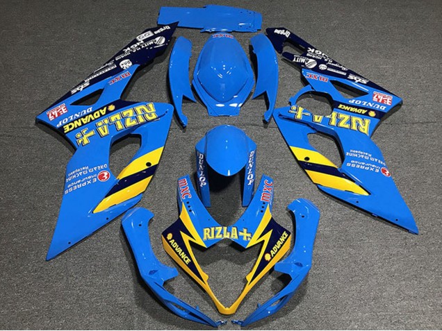 Erschwingliche Suzuki GSXR 1000 Motorrad Verkleidung 2005-2006 - Blau Gelb Schwarz Rizla