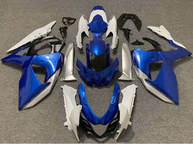 Erschwingliche Suzuki GSXR 1000 Motorrad Verkleidung 2009-2016 - Weiss Silber Blau