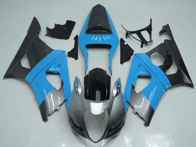 Erschwingliche Suzuki GSXR 1000 Motorrad Verkleidung 2003-2004 - Hellblau Silber Schwarz