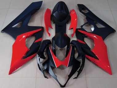 Erschwingliche Suzuki GSXR 1000 Motorrad Verkleidung 2005-2006 - Matt Schwarz Rot