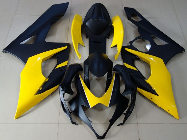Erschwingliche Suzuki GSXR 1000 Motorrad Verkleidung 2005-2006 - Matt Schwarz Gelb