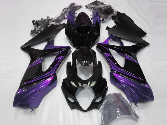 Erschwingliche Suzuki GSXR 1000 Motorrad Verkleidung 2007-2008 - Glanzendes Schwarz Lila