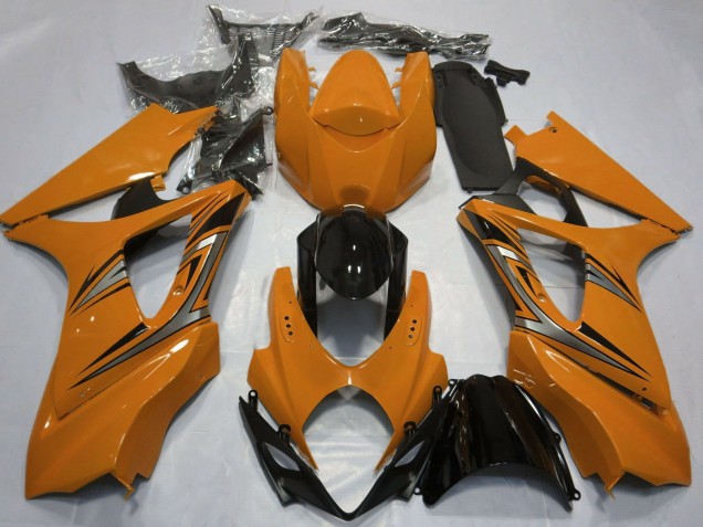 Erschwingliche Suzuki GSXR 1000 Motorrad Verkleidung 2007-2008 - Orange Glanzendes Schwarz OEM Stil