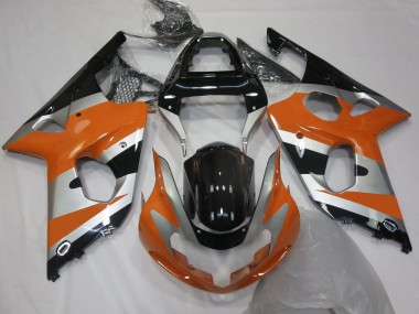 Erschwingliche Suzuki GSXR 1000 Motorrad Verkleidung 2000-2002 - Orange Silber Glanzendes Schwarz OEM Stil