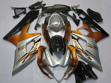 Erschwingliche Suzuki GSXR 1000 Motorrad Verkleidung 2005-2006 - Orange Silber Glanzendes Schwarz