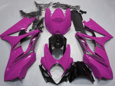 Erschwingliche Suzuki GSXR 1000 Motorrad Verkleidung 2007-2008 - Rosa Glanzendes Schwarz OEM Stil