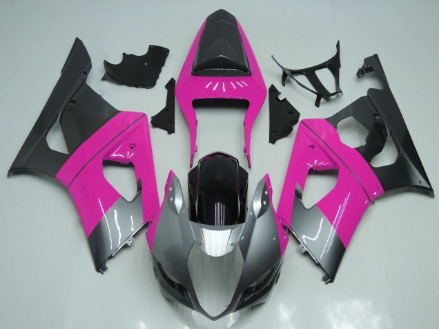Erschwingliche Suzuki GSXR 1000 Motorrad Verkleidung 2003-2004 - Rosa Silber Schwarz