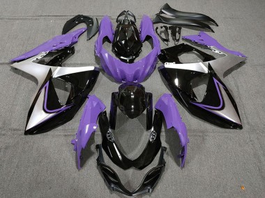 Erschwingliche Suzuki GSXR 1000 Motorrad Verkleidung 2009-2016 - Lila Silber Schwarz