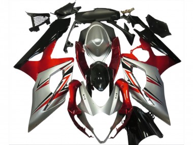 Erschwingliche Suzuki GSXR 1000 Motorrad Verkleidung 2005-2006 - Rot Silber Schwarz