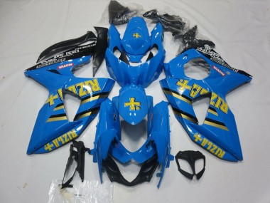 Erschwingliche Suzuki GSXR 1000 Motorrad Verkleidung 2009-2016 - Blau Gold Schwarz Rizla