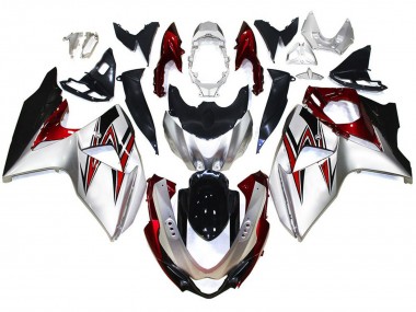 Erschwingliche Suzuki GSXR 1000 Motorrad Verkleidung 2009-2016 - Silber Rot Schwarz