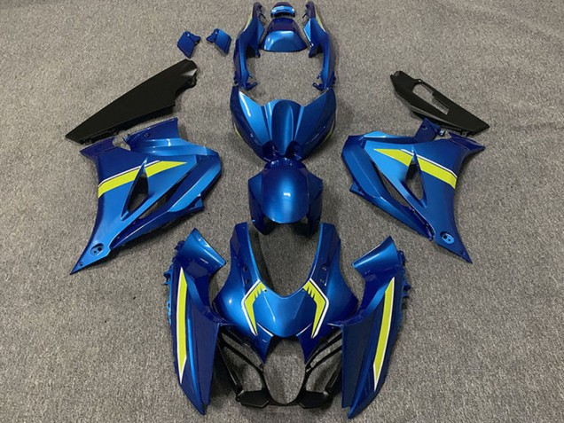 Erschwingliche Suzuki GSXR 1000 Motorrad Verkleidung 2017-2024 - Blau Gelb Stil
