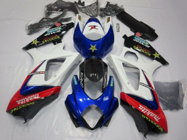 Erschwingliche Suzuki GSXR 1000 Motorrad Verkleidung 2007-2008 - Weiss Blau Rot Schwarz RockStar