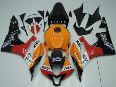 Erschwingliche Honda CBR600RR Motorrad Verkleidung 2007-2008 - Orange Weiss Rot Glanzendes Schwarz Repsol
