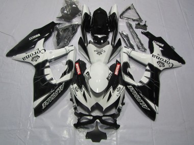 Erschwingliche Suzuki GSXR 600 / GSXR 750 Motorrad Verkleidung 2008-2010 - Weiss Schwarz Alstare Corona Motul