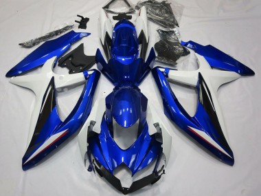 Erschwingliche Suzuki GSXR 600 / GSXR 750 Motorrad Verkleidung 2008-2010 - Weiss Blau Schwarz
