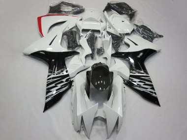 Erschwingliche Suzuki GSXR 600 / GSXR 750 Motorrad Verkleidung 2011-2024 - Weiss Glanzendes Schwarz Rot