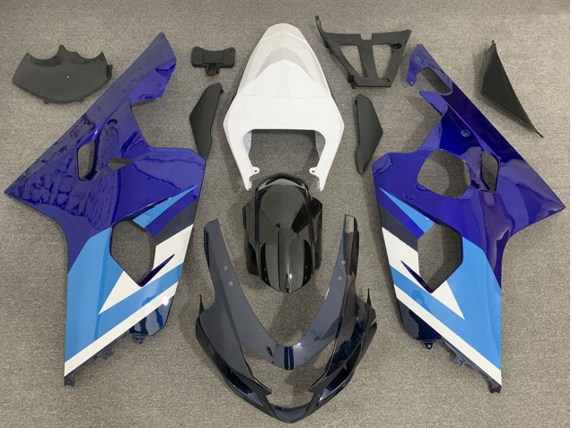 Erschwingliche Suzuki GSXR 600 / GSXR 750 Motorrad Verkleidung 2004-2005 - Weiss Blau Schwarz