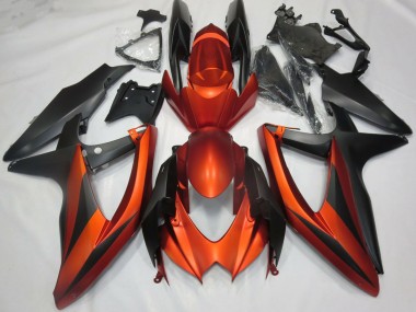 Erschwingliche Suzuki GSXR 600 / GSXR 750 Motorrad Verkleidung 2008-2010 - Burnt Orange Matt Schwarz