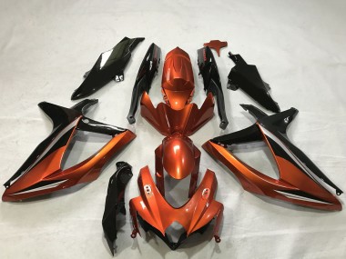 Erschwingliche Suzuki GSXR 600 / GSXR 750 Motorrad Verkleidung 2008-2010 - Burnt Orange Glanzendes Schwarz