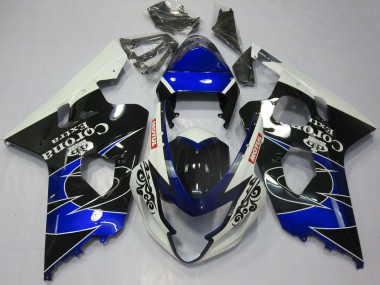 Erschwingliche Suzuki GSXR 600 / GSXR 750 Motorrad Verkleidung 2004-2005 - Weiss Blau Schwarz Corona Motul
