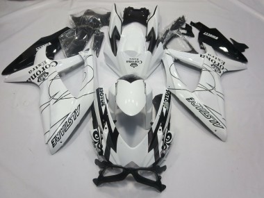 Erschwingliche Suzuki GSXR 600 / GSXR 750 Motorrad Verkleidung 2008-2010 - Weiss Schwarz Alstare Corona Motul