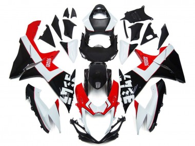 Erschwingliche Suzuki GSXR 600 / GSXR 750 Motorrad Verkleidung 2011-2024 - Weiss Rot Glanzendes Schwarz