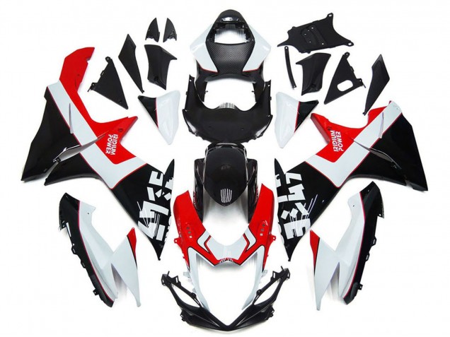 Erschwingliche Suzuki GSXR 600 / GSXR 750 Motorrad Verkleidung 2011-2024 - Weiss Rot Glanzendes Schwarz