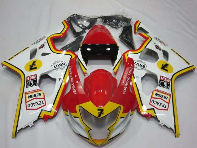 Erschwingliche Suzuki GSXR 600 / GSXR 750 Motorrad Verkleidung 2004-2005 - Weiss Rot Gelb