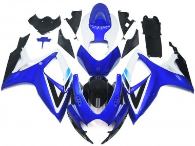 Erschwingliche Suzuki GSXR 600 / GSXR 750 Motorrad Verkleidung Kit 2006-2007 - Weiss Blau Glanzendes Schwarz OEM Stil