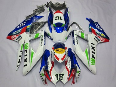 Erschwingliche Suzuki GSXR 600 / GSXR 750 Motorrad Verkleidung 2008-2010 - Weiss Blau Grun Gelb Rot Fixi 16
