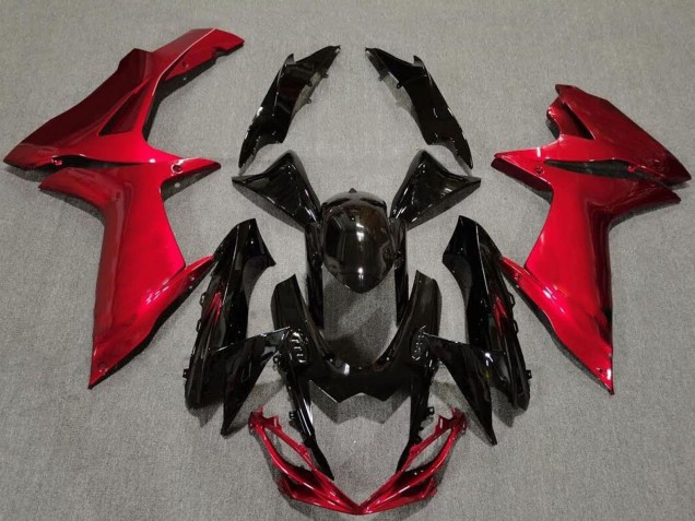 Erschwingliche Suzuki GSXR 600 / GSXR 750 Motorrad Verkleidung 2011-2024 - Rot Glanzendes Schwarz