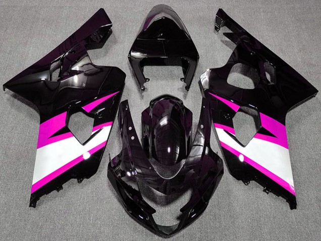Erschwingliche Suzuki GSXR 600 / GSXR 750 Motorrad Verkleidung 2004-2005 - Glanzendes Schwarz Rosa Weiss