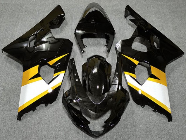 Erschwingliche Suzuki GSXR 600 / GSXR 750 Motorrad Verkleidung 2004-2005 - Glanzendes Schwarz Gelb Weiss