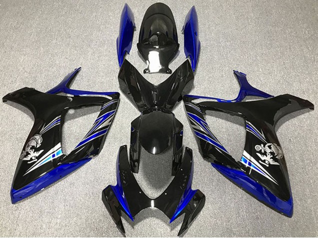 Erschwingliche Suzuki GSXR 600 / GSXR 750 Motorrad Verkleidung 2006-2007 - Blau Glanzendes Schwarz